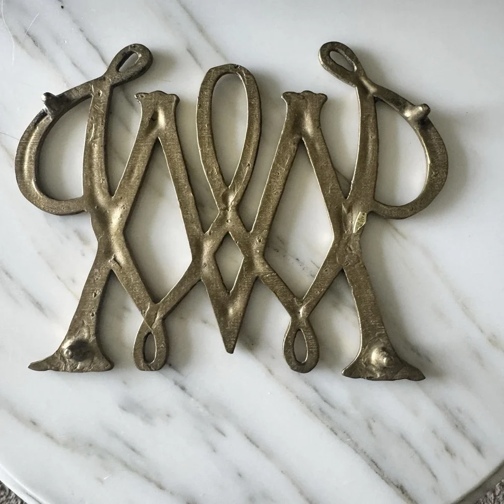 Brass William and Mary Cypher Trivet Classic Traditional  Williamsburg  1950